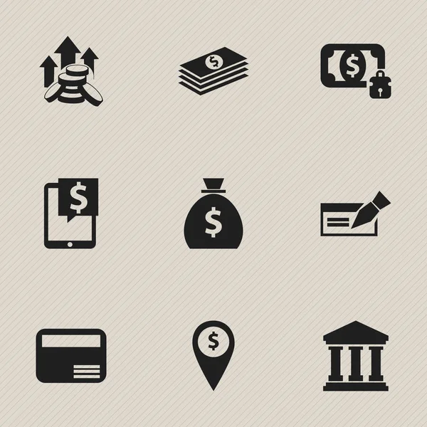 Sada 9 upravitelné investic ikon. Obsahuje symboly bašty, obaly na pruty, mince zvýšit a další. Lze použít pro webové, mobilní, Ui a infografika Design. — Stockový vektor