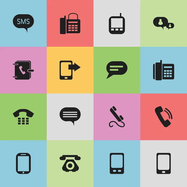 Set di 16 icone gadget modificabili. Include simboli come Share Display, Cellulare, Forum e altro ancora. Può essere utilizzato per la progettazione web, mobile, UI e infografica . — Vettoriale Stock