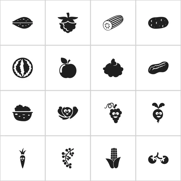 Ensemble de 16 icônes d'ustensiles de cuisine modifiables. Comprend des symboles tels que cerise, concombre, crème et plus. Peut être utilisé pour le Web, mobile, interface utilisateur et infographie . — Image vectorielle