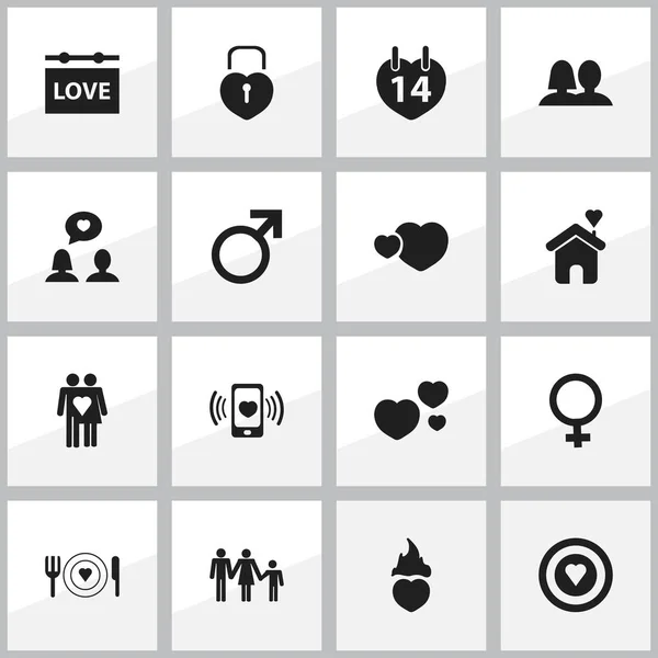 Conjunto de 16 Ícones de Coração Editáveis. Inclui símbolos como linhagem, querida, querida e muito mais. Pode ser usado para Web, Mobile, UI e design infográfico . —  Vetores de Stock