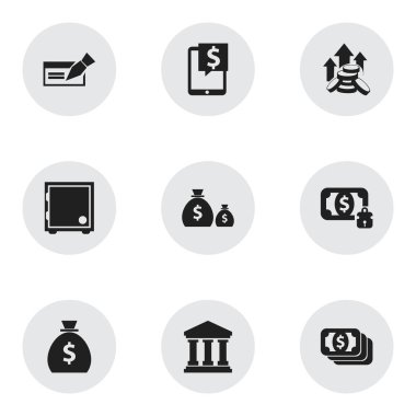 9 düzenlenebilir yatırım simgeler kümesi. Banknot, dolar, hazine ve daha fazlası gibi simgeler içerir. Web, mobil, UI ve Infographic tasarımı için kullanılabilir.
