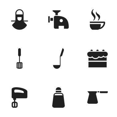 9 düzenlenebilir gıda simgeler kümesi. Karıştırıcı, çorba kaşığı, mala ve daha fazlası gibi simgeler içerir. Web, mobil, UI ve Infographic tasarımı için kullanılabilir.