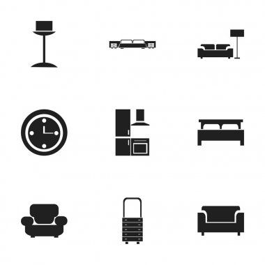 9 düzenlenebilir iç simgeler kümesi. İzle, yataklar, yatak ve daha fazlası gibi simgeler içerir. Web, mobil, UI ve Infographic tasarımı için kullanılabilir.