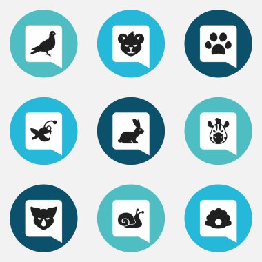 9 düzenlenebilir zooloji simgeler kümesi. Gergedan, tavşan, salyangoz ve daha fazlası gibi simgeler içerir. Web, mobil, UI ve Infographic tasarımı için kullanılabilir.