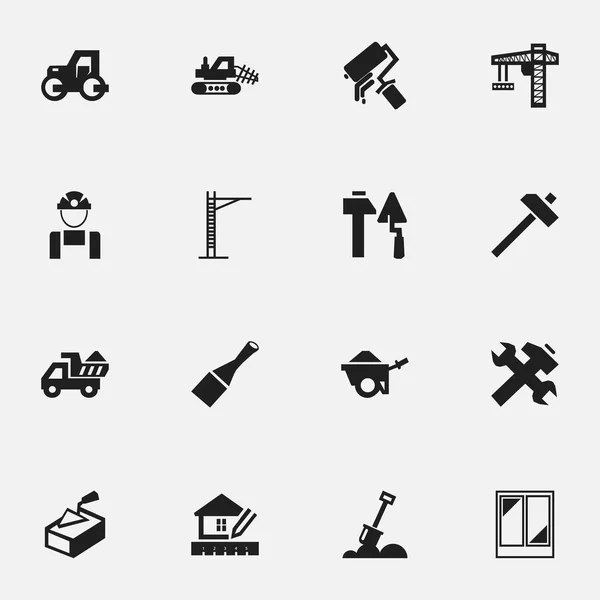 Satz von 16 editierbaren Struktursymbolen. enthält Symbole wie Gestrüpp, Ruder, Maultier und mehr. kann für Web-, Mobil-, UI- und Infografik-Design verwendet werden. — Stockvektor