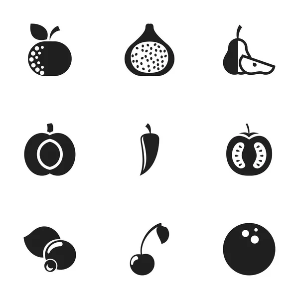 Készlet 9 szerkeszthető konyhai edények ikonokat. Magában foglalja a szimbólumok, mint a fekete áfonya, Morello, Chili és így tovább. Lehet használni a Web, mobil, Ui és Infographic Design. — Stock Vector