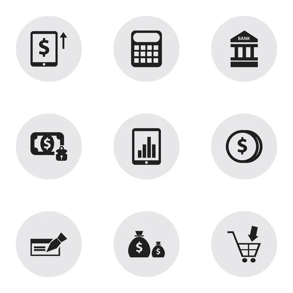 Sada 9 upravitelné bankovní ikon. Obsahuje symboly, jako například uložit peníze, peníze Guard, peněžní růst a další. Lze použít pro webové, mobilní, Ui a infografika Design. — Stockový vektor