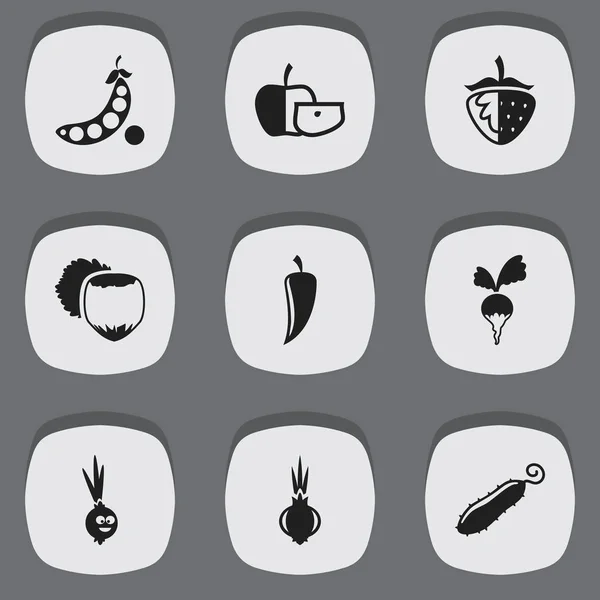 Σύνολο 9 εικονίδια επεξεργάσιμο μαγειρικά σκεύη. Περιλαμβάνει σύμβολα όπως χαμηλών θερμίδων φρούτα, φράουλα, σόγια και άλλα. Μπορεί να χρησιμοποιηθεί για Web, Mobile, Ui και σχεδίασης γραφήματος. — Διανυσματικό Αρχείο