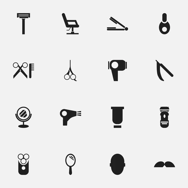 Набор из 16 настольных иконок. Includes Symbols such as Elbow Chair, Shaving, Desiccator and more. Can be used for Web, Mobile, UI and Infographic Design . — стоковый вектор