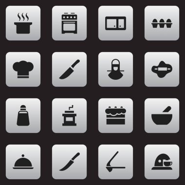 16 düzenlenebilir pişirme simgeler kümesi. His, çorba, Çorba kazanı ve daha fazlası gibi simgeler içerir. Web, mobil, UI ve Infographic tasarımı için kullanılabilir.