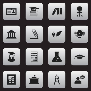 16 düzenlenebilir bilim simgeler kümesi. Mezunu, eğitim, sertifika ve daha fazlası gibi simgeler içerir. Web, mobil, UI ve Infographic tasarımı için kullanılabilir.