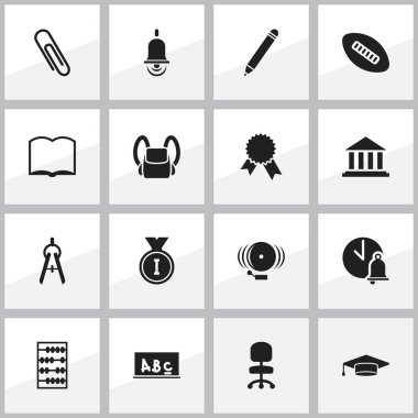 16 düzenlenebilir eğitim simgeler kümesi. Okul zili, mezun, zafer madalyon ve daha fazlası gibi simgeler içerir. Web, mobil, UI ve Infographic tasarımı için kullanılabilir.