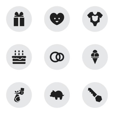 9 düzenlenebilir millet simgeler kümesi. Pastane, servet, elbise ve daha fazlası gibi simgeler içerir. Web, mobil, UI ve Infographic tasarımı için kullanılabilir.