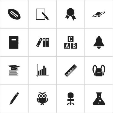 16 düzenlenebilir eğitim simgeler kümesi. Eğitim, yeşilaycı, Oval Ball ve daha fazlası gibi simgeler içerir. Web, mobil, UI ve Infographic tasarımı için kullanılabilir.