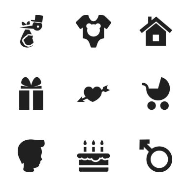 9 düzenlenebilir millet simgeler kümesi. Pastane, Home, adam amblemi ve daha fazlası gibi simgeler içerir. Web, mobil, UI ve Infographic tasarımı için kullanılabilir.