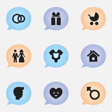 9 düzenlenebilir Kin simgeler kümesi. Elbise, ruh, hediye ve daha fazlası gibi simgeler içerir. Web, mobil, UI ve Infographic tasarımı için kullanılabilir.