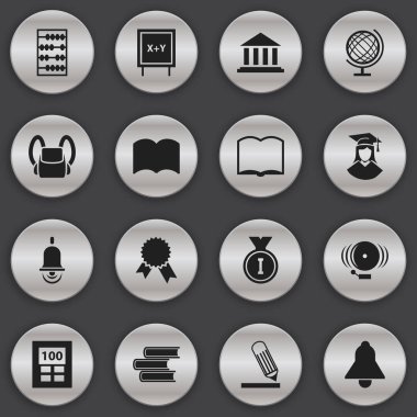 16 düzenlenebilir eğitim simgeler kümesi. Yazma, ilk yer, Blackboard ve daha fazlası gibi simgeler içerir. Web, mobil, UI ve Infographic tasarımı için kullanılabilir.