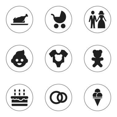 9 düzenlenebilir millet simgeler kümesi. Fried Chicken, evli, oyuncak ve daha fazlası gibi simgeler içerir. Web, mobil, UI ve Infographic tasarımı için kullanılabilir.