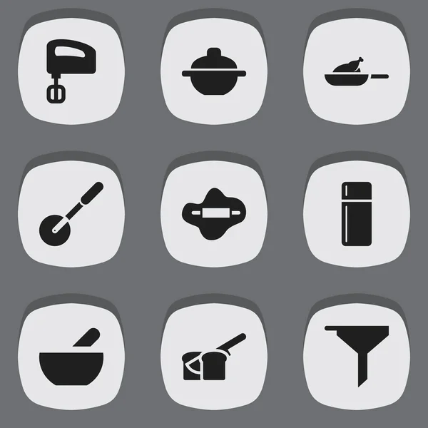 Conjunto de 9 ícones alimentares editáveis. Inclui símbolos como padaria, churrasqueira, massa e muito mais. Pode ser usado para Web, Mobile, UI e design infográfico . — Vetor de Stock