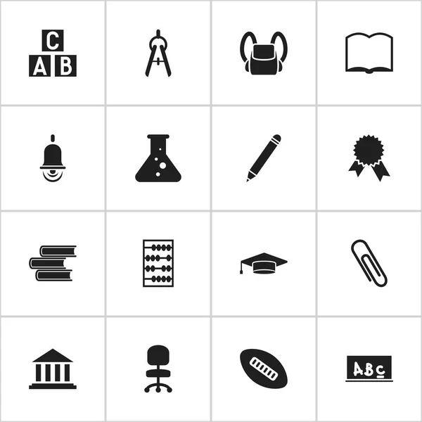 Set Of 16 Editable Science Icons. Includes Symbols Such As Graduate, Victory Medallion, Math Tool And More. Can Be Used For Web, Mobile, UI And Infographic Design. — Stock Vector