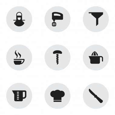 9 düzenlenebilir Cook simgeler kümesi. Kahve fincanı, aşçı şapkası, Rocker Blade ve daha fazlası gibi simgeler içerir. Web, mobil, UI ve Infographic tasarımı için kullanılabilir.