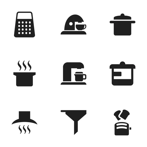 Set Of 9 Editable Cook Icons. Includes Symbols Such As Shredder, Utensil, Filtering And More. Can Be Used For Web, Mobile, UI And Infographic Design. — Stock Vector