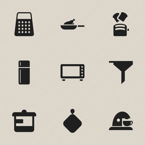Set von 9 editierbaren Koch-Symbolen. beinhaltet Symbole wie Tasse, Utensil, Topfhalter und vieles mehr. kann für Web-, Mobil-, UI- und Infografik-Design verwendet werden. — Stockvektor