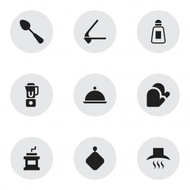 9 düzenlenebilir pişirme simgeler kümesi. Çorba kaşığı, mutfak eldiveni, kırıcı ve daha fazlası gibi simgeler içerir. Web, mobil, UI ve Infographic tasarımı için kullanılabilir.