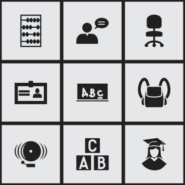 9 düzenlenebilir mezuniyet simgeler kümesi. Okul yönetimi, çantanı, sertifika ve daha fazlası gibi simgeler içerir. Web, mobil, UI ve Infographic tasarımı için kullanılabilir.