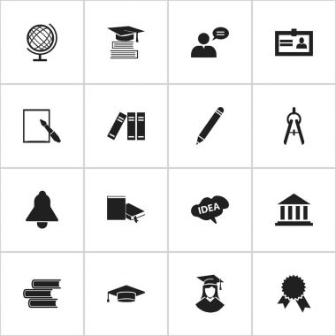 16 düzenlenebilir Üniversitesi simgeler kümesi. Zihin, yer imi, Notepaper ve daha fazlası gibi simgeler içerir. Web, mobil, UI ve Infographic tasarımı için kullanılabilir.