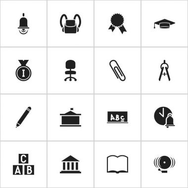 16 düzenlenebilir bilim simgeler kümesi. Müze, Üniversitesi, matematik aracı ve daha fazlası gibi simgeler içerir. Web, mobil, UI ve Infographic tasarımı için kullanılabilir.