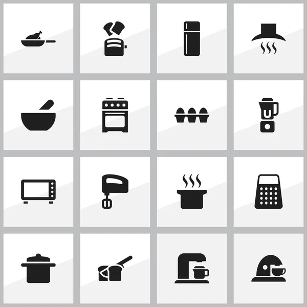 Conjunto de 16 ícones alimentares editáveis. Inclui símbolos como sopa, agitador, padaria e muito mais. Pode ser usado para Web, Mobile, UI e design infográfico . —  Vetores de Stock