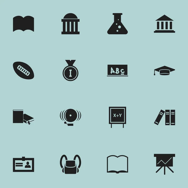 Ensemble de 16 icônes de graduation modifiables. Comprend des symboles tels que conseil scolaire, salle d'audience, chimie et plus encore. Peut être utilisé pour le Web, mobile, interface utilisateur et infographie . — Image vectorielle