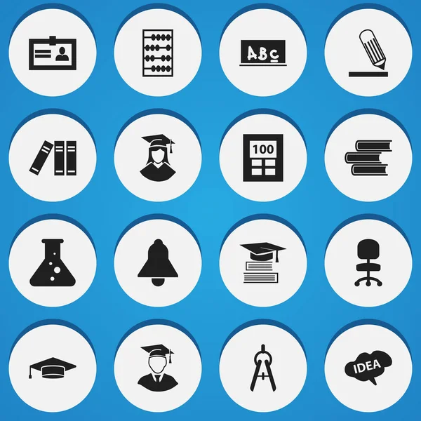 Set Of 16 Editable University Icons. Includes Symbols Such As Writing, Chemistry, Mind And More. Can Be Used For Web, Mobile, UI And Infographic Design. — Stock Vector