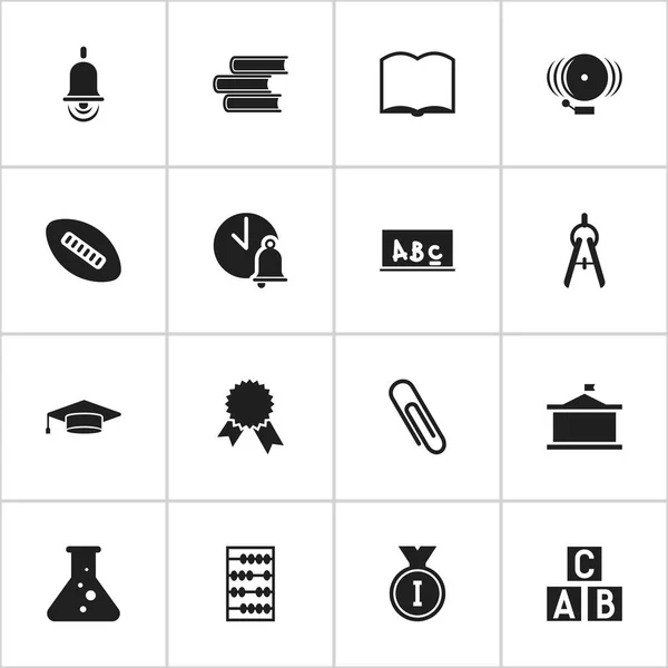 Set de 16 iconos de ciencia editables. Incluye símbolos como el cubo del alfabeto, el anillo, la herramienta de matemáticas y más. Puede ser utilizado para el diseño de la tela, móvil, interfaz de usuario e infografía . — Archivo Imágenes Vectoriales