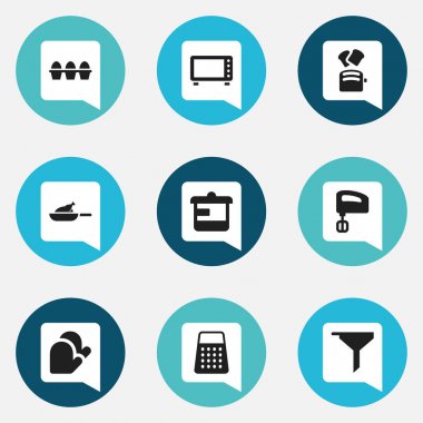 9 düzenlenebilir Cook simgeler kümesi. Shredder, karıştırıcı ve ızgara gibi simgeler içerir. Web, mobil, UI ve Infographic tasarımı için kullanılabilir.