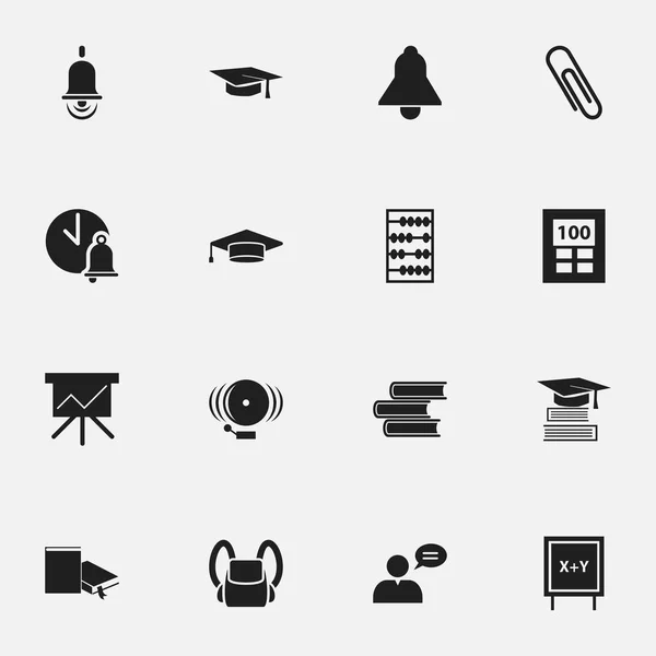 Set de 16 iconos de ciencia editables. Incluye símbolos como el hombre pensante, pizarra, campana y más. Puede ser utilizado para el diseño de la tela, móvil, interfaz de usuario e infografía . — Vector de stock