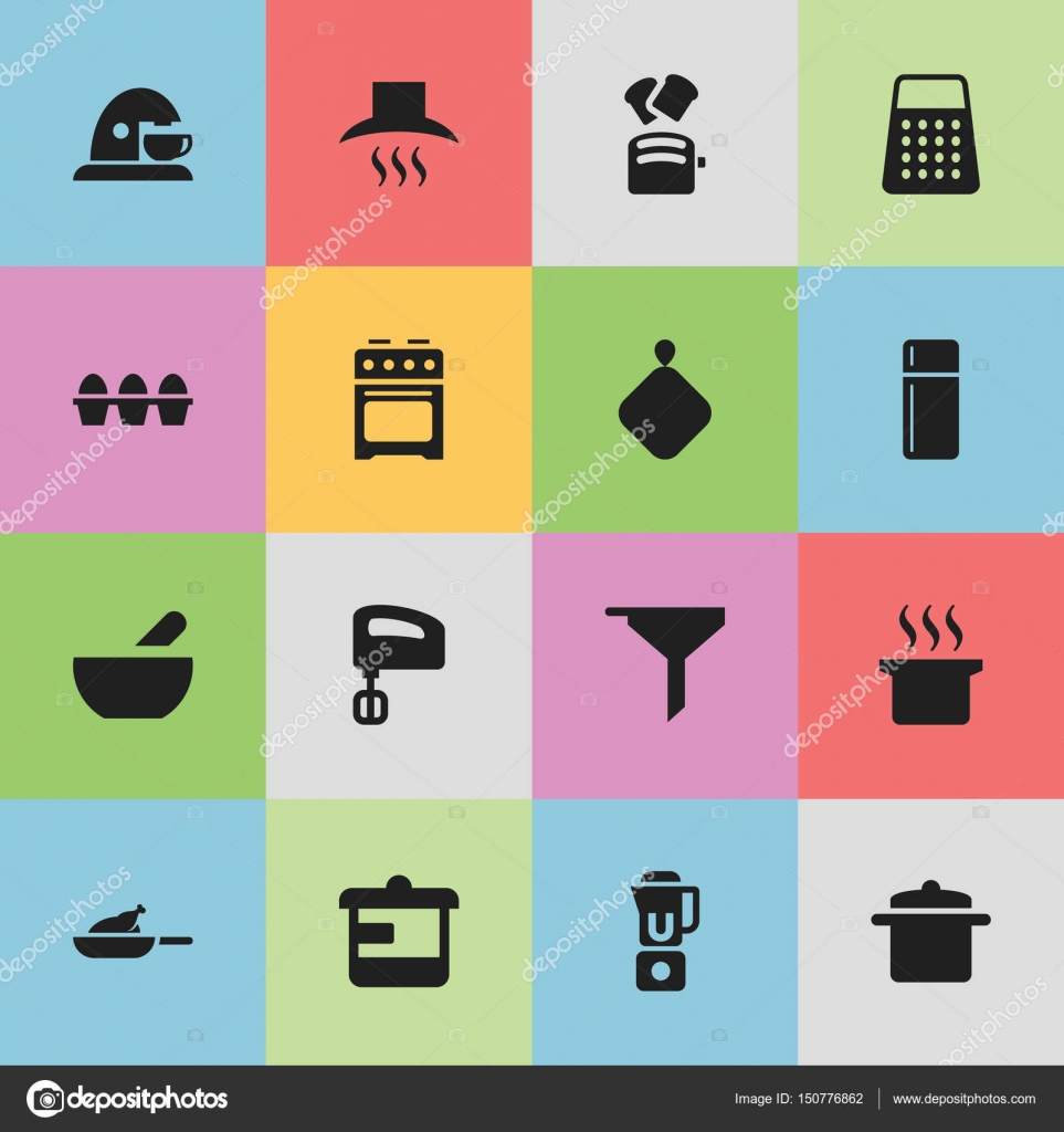 Ensemble De 16 Icones Alimentaires Modifiables Comprend Des Symboles Tels Que Tasse Pain De Tranche Pot