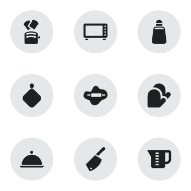 9 düzenlenebilir yemek simgeler kümesi. Hamur gibi simgeler dilim ekmek, kırmızı biber ve daha fazlasını içerir. Web, mobil, UI ve Infographic tasarımı için kullanılabilir.