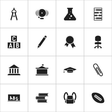 16 düzenlenebilir bilim simgeler kümesi. Kalem, Üniversitesi, çantanı ve daha fazlası gibi simgeler içerir. Web, mobil, UI ve Infographic tasarımı için kullanılabilir.