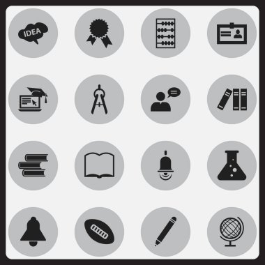 16 düzenlenebilir mezuniyet simgeler kümesi. Aritmetik, matematik aracı, kitaplık ve daha fazlası gibi simgeler içerir. Web, mobil, UI ve Infographic tasarımı için kullanılabilir.