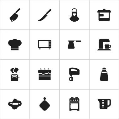 16 düzenlenebilir pişirme simgeler kümesi. Gereçler, Mensural, Rocker Blade ve daha fazlası gibi simgeler içerir. Web, mobil, UI ve Infographic tasarımı için kullanılabilir.