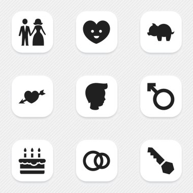9 düzenlenebilir yakınları simgeler kümesi. Pastane, çocuk, ruh ve daha fazlası gibi simgeler içerir. Web, mobil, UI ve Infographic tasarımı için kullanılabilir.