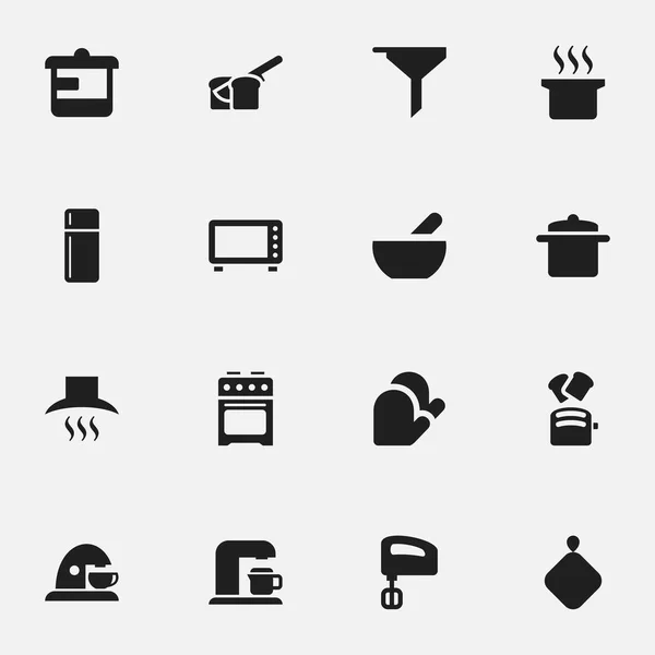 Zestaw 16 ikon można edytować Cook. Zawiera symbole, takie jak piekarnia, mieszadła, piec i więcej. Mogą być używane dla sieci Web, mobilnych, interfejsu użytkownika i Infographic Design. — Wektor stockowy