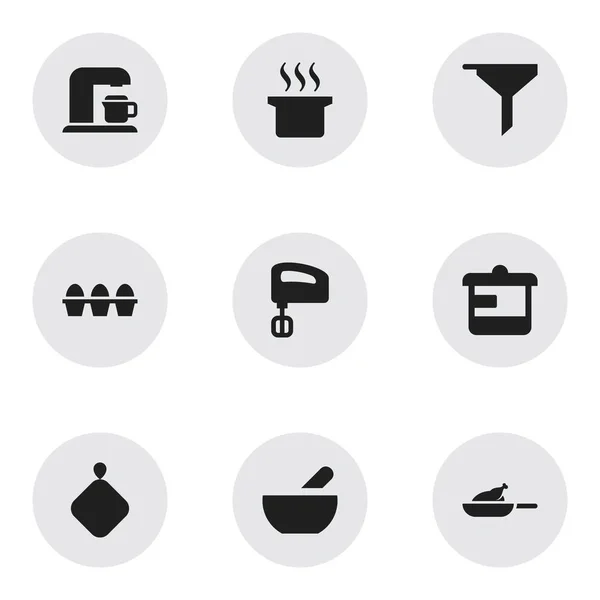 Conjunto de 9 Ícones editáveis Cook. Inclui símbolos como filtragem, utensílio, panela de sopa e muito mais. Pode ser usado para Web, Mobile, UI e design infográfico . —  Vetores de Stock