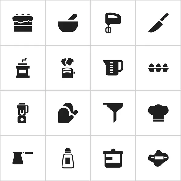 Set de 16 iconos de cocina editables. Incluye símbolos como filtrado, sopa, utensilio y más. Puede ser utilizado para el diseño de la tela, móvil, interfaz de usuario e infografía . — Archivo Imágenes Vectoriales