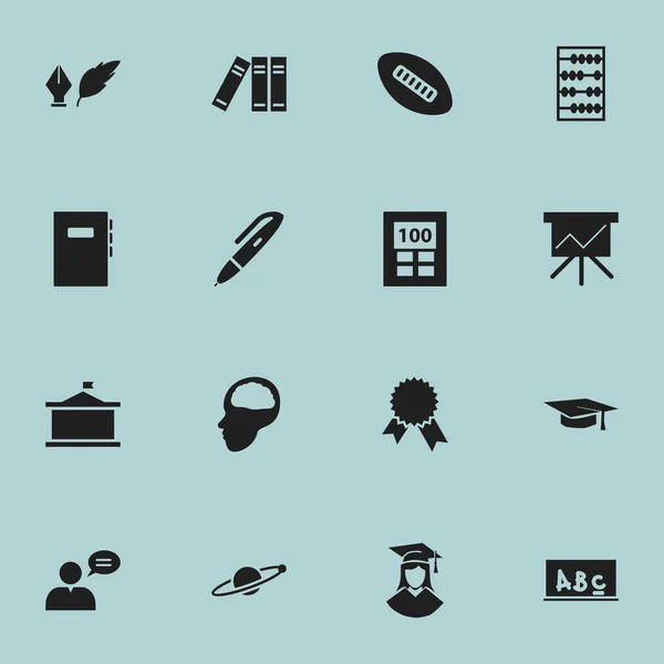 Ensemble de 16 icônes scolaires modifiables. Comprend des symboles tels que conseil scolaire, étagère, stylo et plus. Peut être utilisé pour le Web, mobile, interface utilisateur et infographie . — Image vectorielle