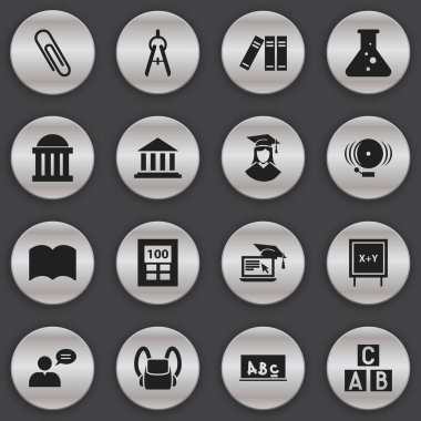 16 düzenlenebilir bilim simgeler kümesi. Alfabe küp, adam, sözlük ve daha fazla düşünme gibi simgeler içerir. Web, mobil, UI ve Infographic tasarımı için kullanılabilir.