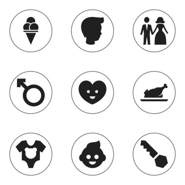 9 düzenlenebilir millet simgeler kümesi. Fried Chicken, gömlek, erkek amblemi ve daha fazlası gibi simgeler içerir. Web, mobil, UI ve Infographic tasarımı için kullanılabilir.