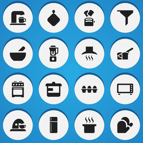 Set Of 16 Editable Food Icons. Includes Symbols Such As Filtering, Soup Pot, Stove And More. Can Be Used For Web, Mobile, UI And Infographic Design. — Stock Vector